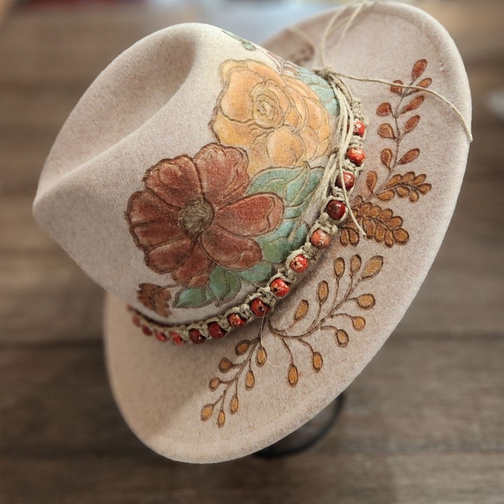 Hand Burned And Colored Hat - Picture 4 of 4